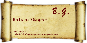 Balázs Gáspár névjegykártya